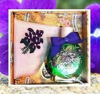 Devon Violets & Handkerchief in Gift Box