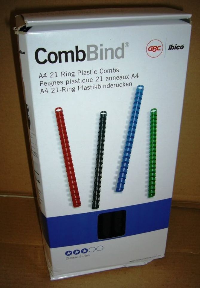 100 x GBC Ibico Binding Comb A4 21 Loops Rings 14mm Black BEP14BK100 