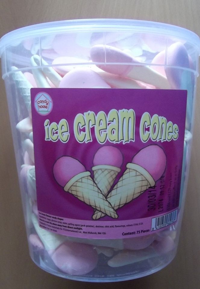 TUB 75 GIANT ICE CREAM CONES SHAPE CANDY FOAM RETRO SWEETS