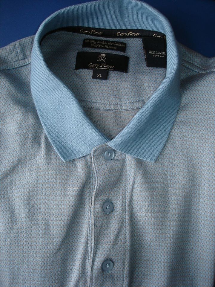 GARY PLAYER BLUE DOUBLE MERCERIZED COTTON GOLF POLO SHIRT XL