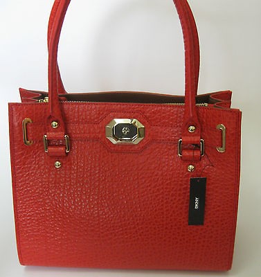 NEW $295 DKNY WORK SHOPPER HANDBAG PURSE WITH GEOMETRIC LOCK. .ELEGANT 