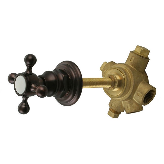 Westbrass 5 Port In Wall 3 Way Shower Diverter Valve with Cross Handle 