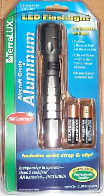 TERRALUX POLICE TACTICAL BRIGHT LED FLASHLIGHT 300 LUMENS TLF3002AA BK