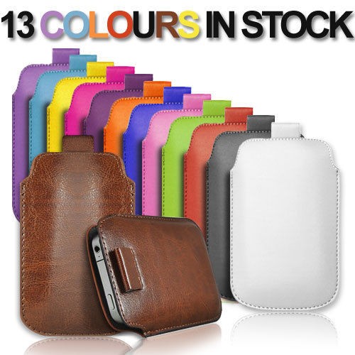 PREMIUM PU LEATHER PULL TAB CASE COVER POUCH FOR VARIOUS MOBILE PHONES