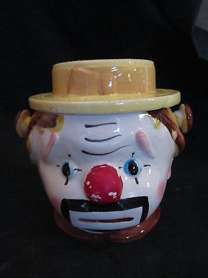 Vintage Emmit Kelly Enesco Clown Head Cookie/Biscuit​/Cracker Jar w 