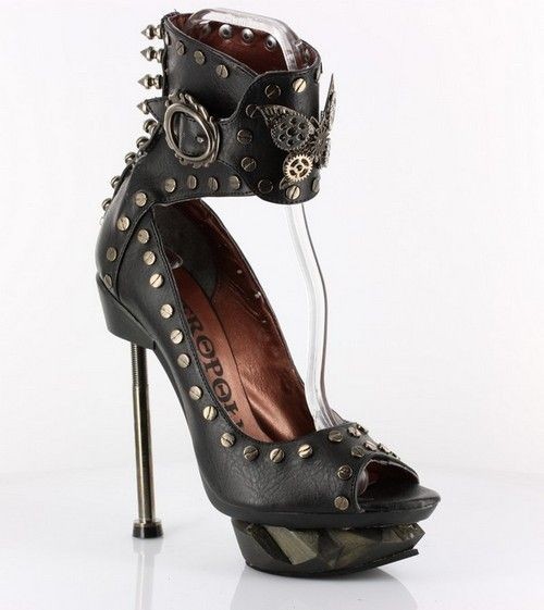 HADES GOTHIC STEAMPUNK ANKLE BRACELET CUFF SPIKES GEARS PLATFORM METAL 