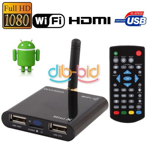 Android 4.0 Wifi Internet ARM Cortex A8 1.2GHz 1080P TV Box Media 