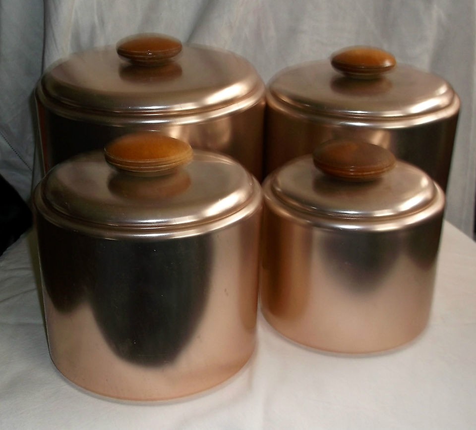 VTG Copper Tone Aluminum Canisters MIRRO Retro Kitchen