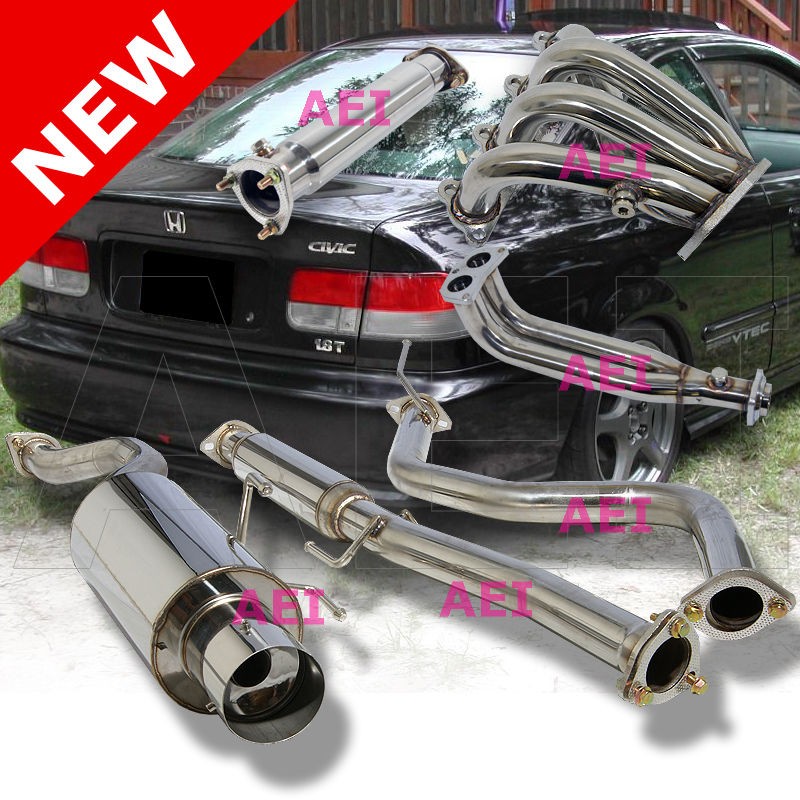   2D / 4D 96 00 Complete Catback Exhaust Muffler + Header + Pipe 6PCS