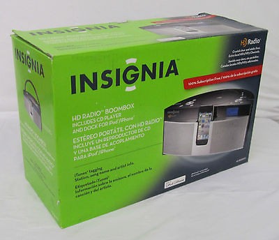 Insignia CD Boombox w/ HD Radio & Battery NS BHDIP01 iPod, iPhone 3G 