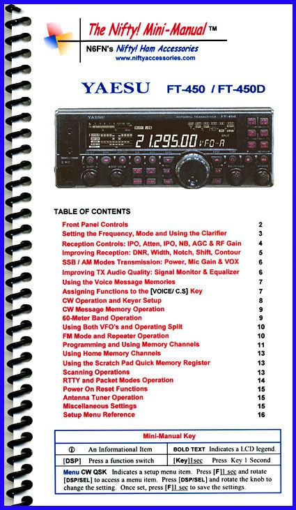 Yaesu FT 450D Nifty Quick Reference Guide, FT450