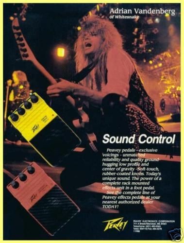 1988 PRINT AD WHITESNAKE ADRIAN VANDENBERG PEAVEY PEDAL