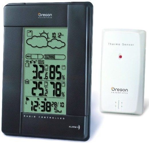 Oregon Scientific BAR388 Black Wireless Weather Station/Atomic Alarm 