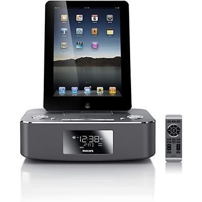 PHILIPS DC291 ALUMINUM DOCKING CHARGE DIGITAL CLOCK RADIO IPOD I PAD 