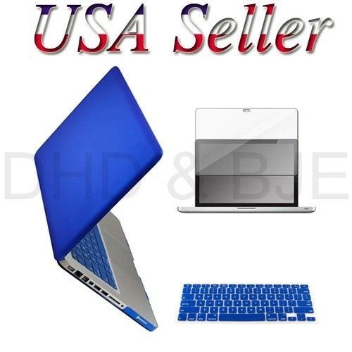 For New Apple Macbook PRO 13 Blue Rubberized Hard Case keyboard Cover 