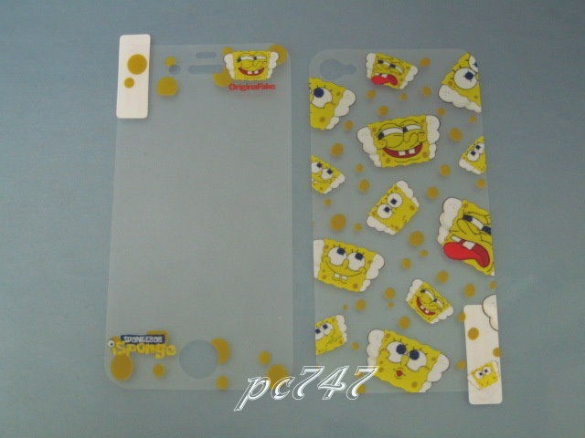 Spongebob Front & Back Screen Protector for iPhone 4G / 4S