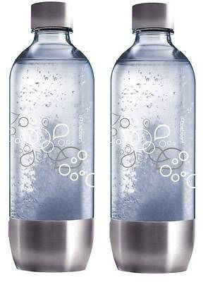 SODASTREAM PET BOTTLES Stainless Steel Caps & base 1 LITER EACH 