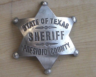 STATE OF TEXAS SHERIFF BADGE BW 80 POLICE WESTERN