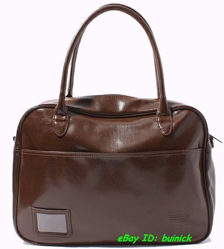 ADIDAS VINTAGE HOLDALL BAG Brown Faux Leather travel shoulder flight 