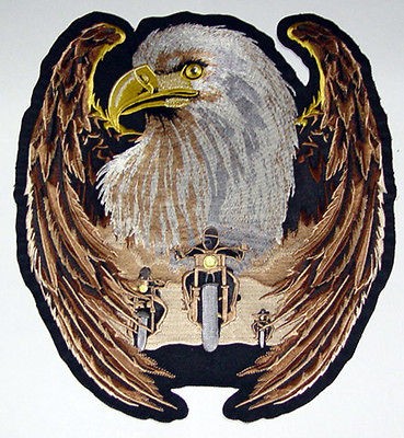 GOLDEN EAGLE BIKER LARGE Motorcycle Vest BACK PATCH Biker Patches