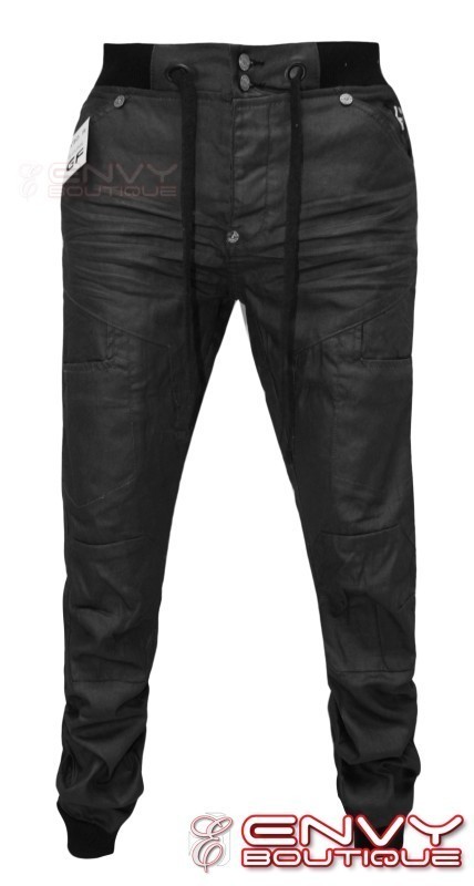 NEW MENS DROP CROTCH CHINO CUFFED DENIM TROUSER JOGGER JEANS 28 30 32 