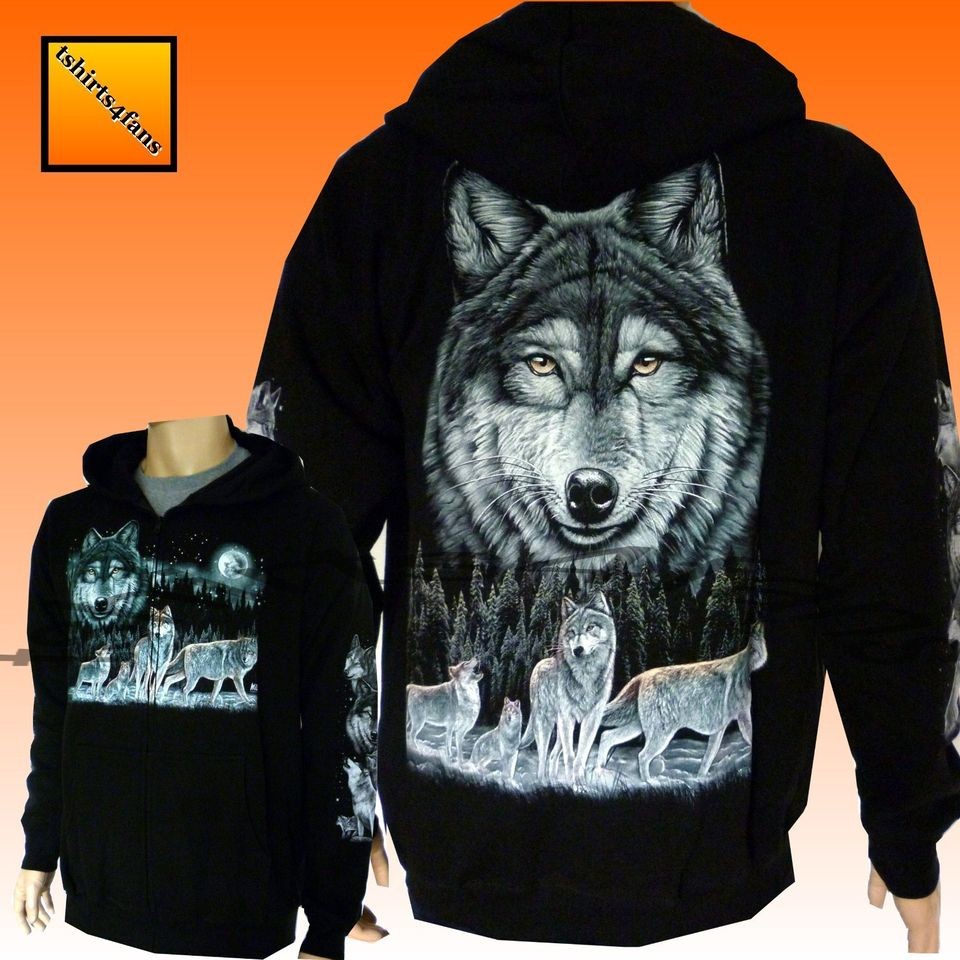 Biker Wolf Eagle Native American Red Indian Zip Zipped Hoodie Hoody 