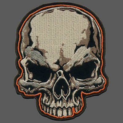 SKULL FACE EMROIDERED 10 INCH BIKER BACK PATCH