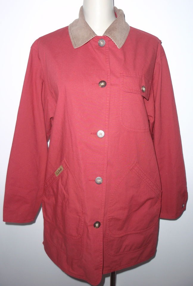 BEAN WOMENS SZ M BARN FIELD JACKET COAT LINED COTTON RED