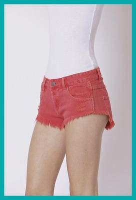   Cut Off Destroyed Denim Lo Cheeky ShortsRED 7 AU 25 One Teaspoon