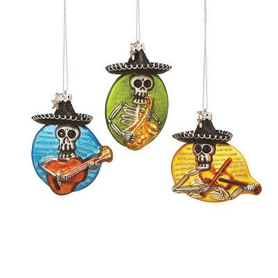 DAY OF THE DEAD Mariachi Band Glass Ornaments Dia de los Muertos 