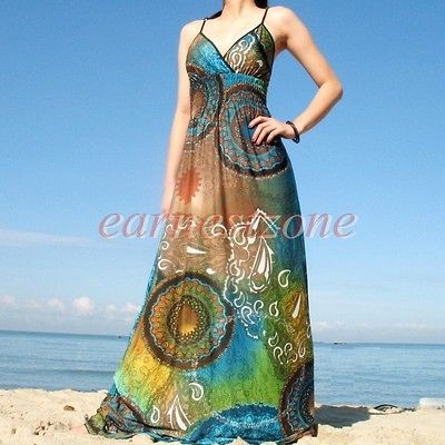 New Evening Party Beach Extra Long Sundress Sexy Cocktail Formal Maxi 