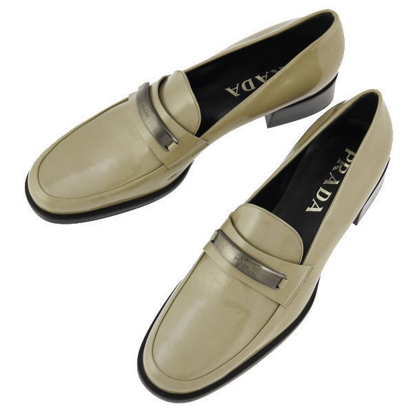 PRADA Womens Shoes Leather Loafers BEIGE *OUTLET SALE* Free P&P WORLD 