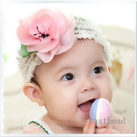 Newborn Baby Girl Crochet Flower Headband Hair Accessories Pink Color 