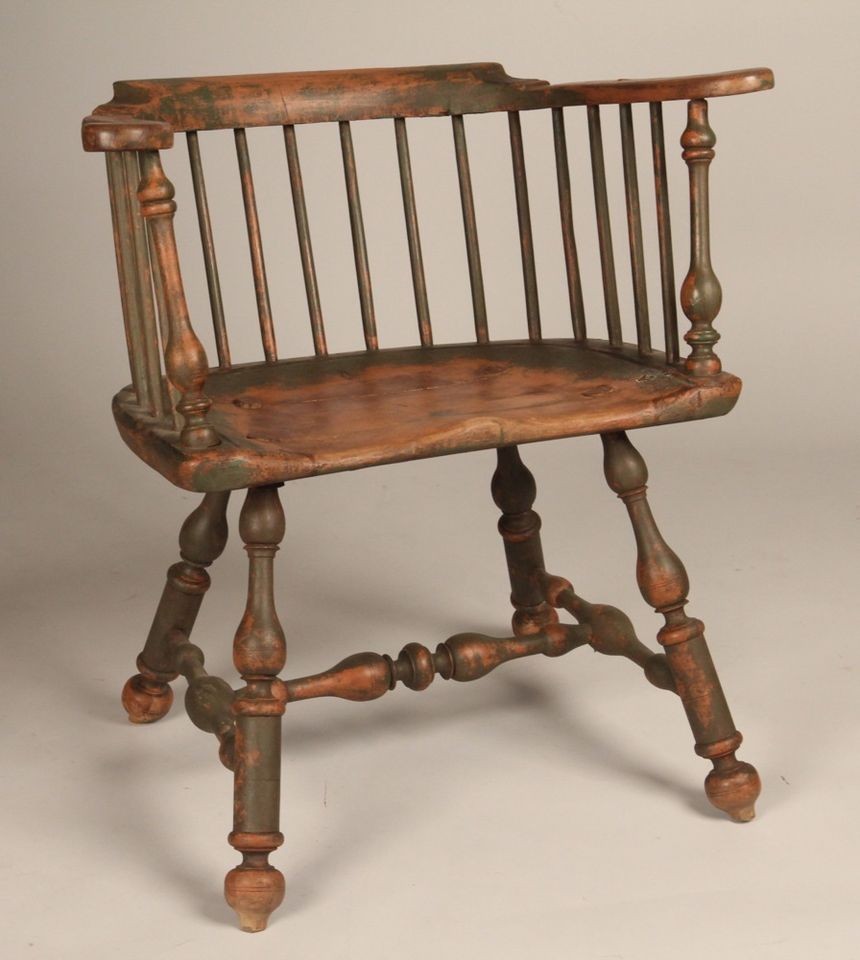 Rare Pennsylvania Lowback Windsor Arm Chair, c. 1750 70, Period 