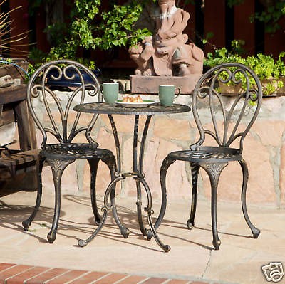 Outdoor Patio Furniture Elegant Wrought Cast Aluminum Bistro Set