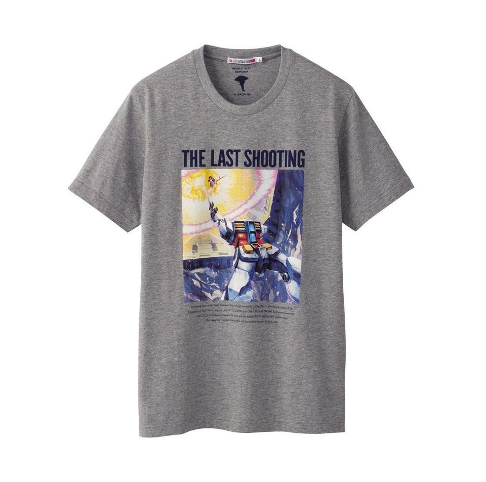 NEW UNIQLO MOBILE SUIT GUNDAM Short Sleeve Graphic T Shirt GRAY 