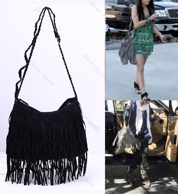   Fringe Tassel Shoulder Messenger Handbag Vintage Faux Suede Bag