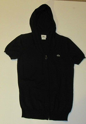 Lacoste Womens Short Sleeve Black Hoodie Size 42