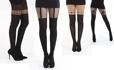 FAUX STOCKINGS PLUS SIZE TIGHTS 16 18 20 22 24 26 fashion black vamp 