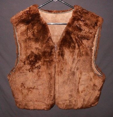 SHEARLING VEST SHEEPSKIN ZIP FRONT MENS SZ L