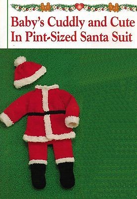 BABY KNIT CUTE CUDDLY SANTA SUIT JACKET PANTS HAT BOOTS Pattern