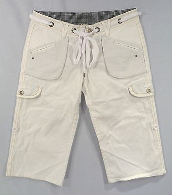   WHITE Bermuda Convertable Cargo Shorts Embellished Size M Retail $89