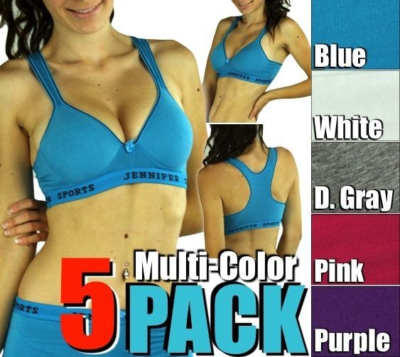   for Lot Of 5 Cotton Sports Bra Racerback Exercise Fitness Yoga Aerobic