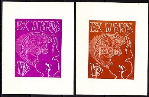 EXLIBRIS / Bookplate LITHUANIA Jakstas for B. P., 2 different