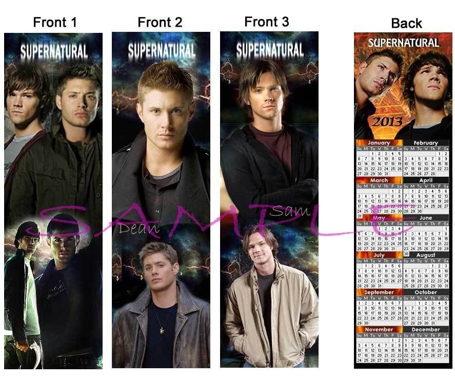 LOT  SUPERNATURAL 2013 CALENDAR Card Bookmarks Dean Sam TV Show