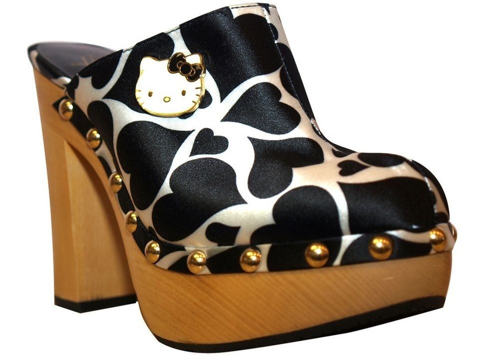 Twenty10 Hello Kitty Adelina Black Heart High Heel Platforms Wooden 