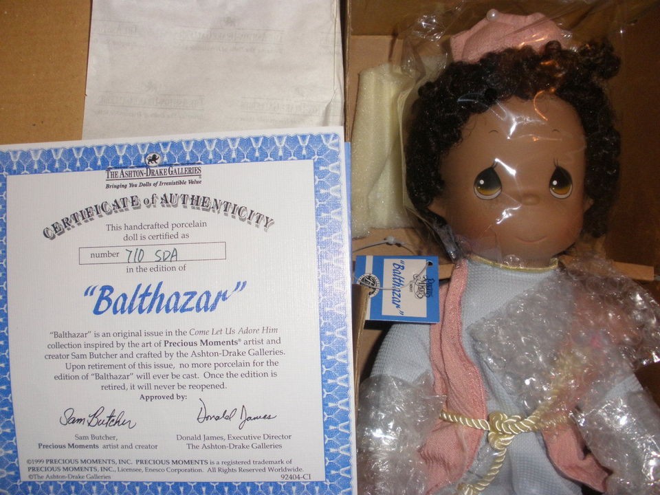   DRAKE GALLERIES BALTHAZAR COME LET US ADORE HIM PRECIOUS MOMENTS DOLL