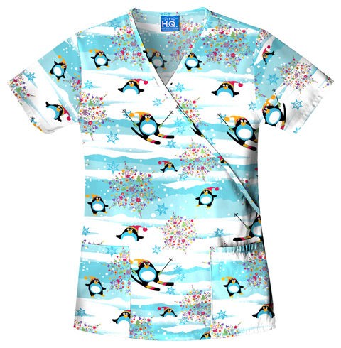 Cherokee NWT Christmas Scrub top ( Penguin Fun) 4826 PGFN