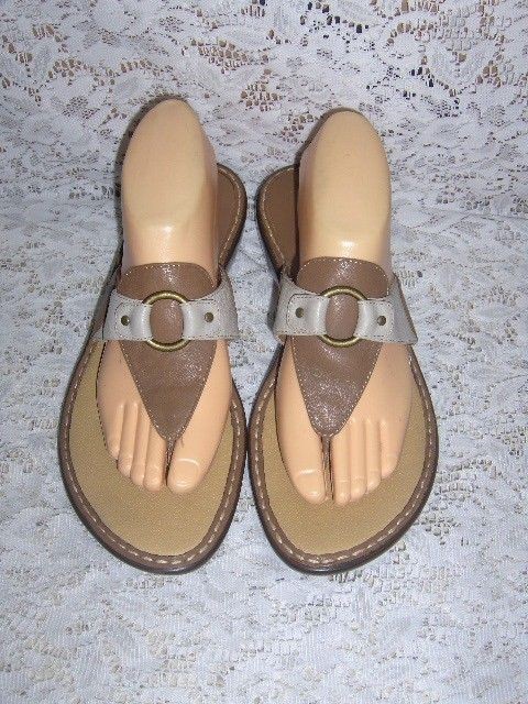 Womens Brown Leather BJORNDAL~Rivie​ra~ Thong Sandals Shoes Size 10