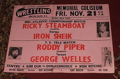 Mid Atlantic Wrestling Poster Iron Sheik Roddy Piper Vintage 1980 # 2